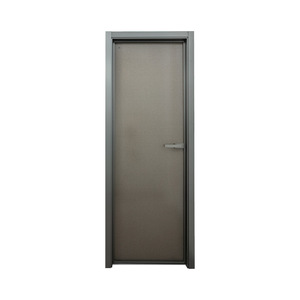 Puerta Corredera de Vidrio Rectangular con Marco de Acero Inoxidable Negro Estilo Hogareño para Baño - Product Image 5