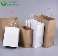 Sacs de courses en papier kraft imprimés flexo, personnalisés, durables, écologiques, style classique, avec poignée