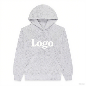 Pderr Heavyweight Cotton <b>Hoodie</b> <b>Rhinestone</b> Print Custom Logo Drop Shoulder Pullover Streetwear for Winter Manufactured Wholesale - Product Image 4