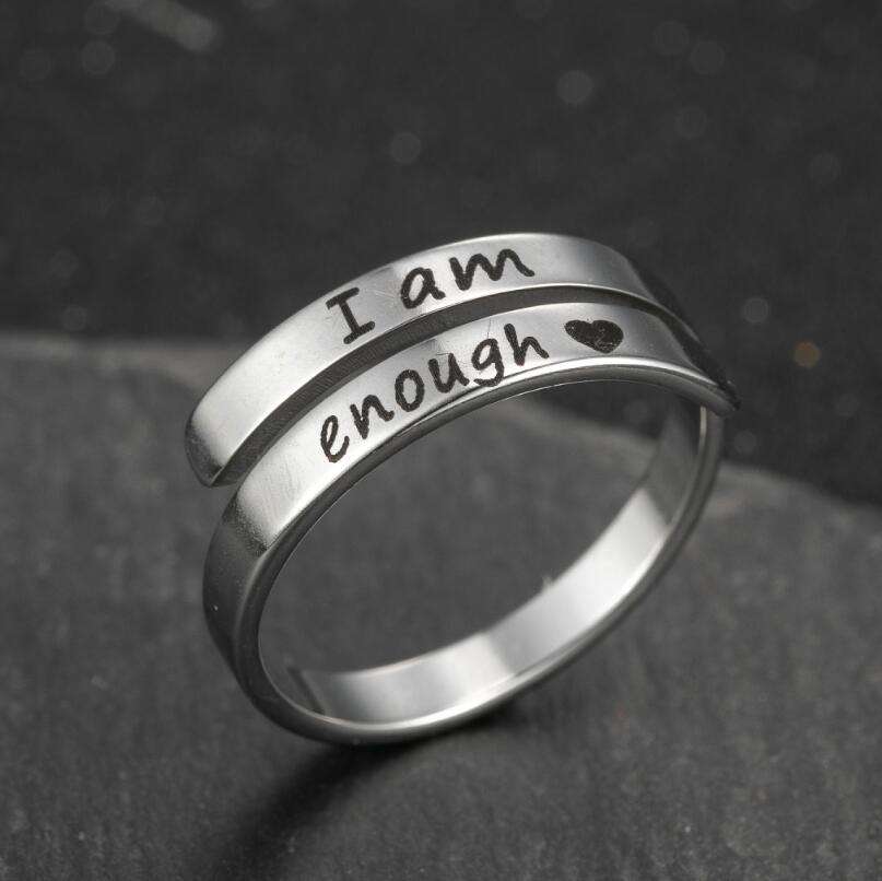 Minimalist Self-Love Stainless Steel Rings Inspirational 'I Am