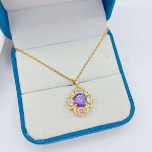 Haute Qualité 18k Plaqué Or En Acier Inoxydable Fleur Zircon Collier bijoux Plein Zircon Fleur Pendentif Collier pour les Femmes - Product Image 5