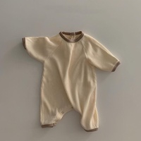 Combinaison en coton personnalisée à col rond et manches longues pour bébés garçons et filles, ensemble d'automne pour nouveau-nés, nourrissons et tout-petits, douce, respirante et écologique