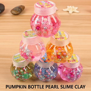 Pâte à modeler slime perle en forme de citrouille avec perles colorées et paillettes, jouet sensoriel pour enfants - Product Image 1