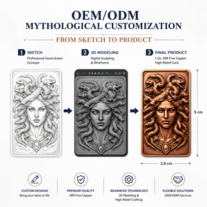 Barre commémorative de 1 oz en cuivre fin .999, série légende mythologique, avec relief 3D personnalisé, Medusa et Hades, pour cadeau de luxe - Product Image 5