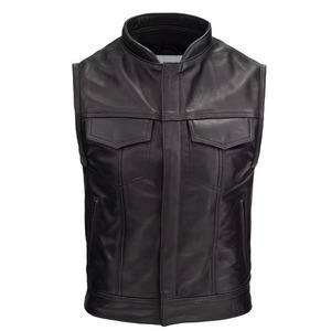 Nouveau gilet d'hiver respirant en cuir et toile pour homme, gilet de motard pour usage extérieur - Product Image 1
