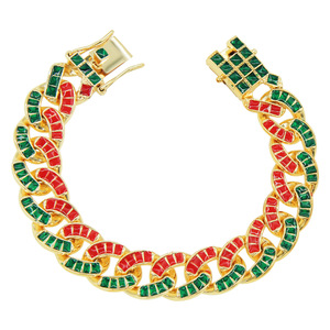 Pulsera de Cadena de Aleación con Diseño Geométrico Innovador y Doble Color de Diamantes de Imitación, Estilo Hiphop para Hombre, Joyería de Moda, Venta Caliente 2026 - Product Image 5