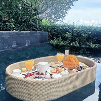 Panier flottant multifonctionnel en rotin PP pour piscine et salle de bain d'hôtel, plateau de rangement réutilisable pour aliments