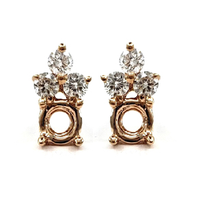 Boucles d'oreilles semi-montées vintage en or rose massif 18 carats avec diamants véritables, tendance et créatives, pour fiançailles, mariage et soirées, livraison directe depuis Hong Kong - Product Image 1