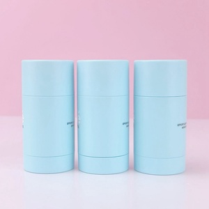 Envase de desodorante en barra vacío, giratorio, de plástico redondo, con acabado de goma, color azul mate, para base de maquillaje en barra - Product Image 6