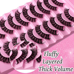 10 paia di occhi di gatto 20mm esile <span class=keywords><strong>D</strong></span> ricciolo Volume striscia piena di finto visone ciglia finte Pestanas - Product Image 2