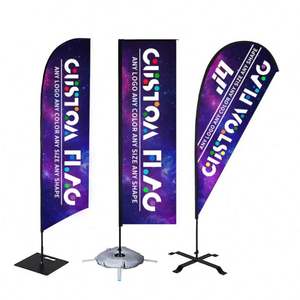 Drapeaux publicitaires personnalisés, fanions volants, impression numérique extérieure, 100% polyester, mât en aluminium, rectangle - Product Image 1