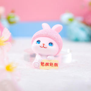 Nuevas figuras miniatura suaves y lindas, accesorios decorativos DIY de <span class=keywords><strong>resina</strong></span> para micropaisajes con diseño de conejo de dibujos animados. - Product Image 4