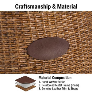 Panier de vélo en rotin fait main avec porte-gobelet - Porte-bagages avant amovible pour guidon avec sangles en cuir réglables - Product Image 6