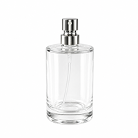 Flacon de parfum en verre transparent de 50 ml/100 ml avec bouchon rose, forme cylindrique, vaporisateur à pompe, rechargeable, logo personnalisé disponible