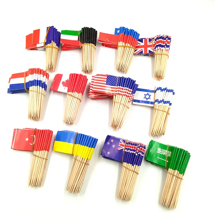 Wholesale National Flag Pick Cupcake Toppers Free Opp Bag Christmas Decoration Supplies Customized Design Is Available 6 Color