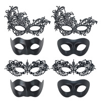 Masque de mascarade pour couple, femmes et hommes, brillant, vénitien, fête d'Halloween, bal, dentelle, masque chinois