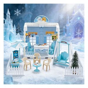 Casitas de Juguete Interactivas de Plástico con Muebles y Accesorios, Dormitorio, Cocina, Baño, Balcón, Juguete DIY, Regalo para Niños - Product Image 1