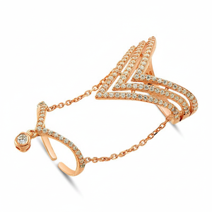 Oro rosa, P. Anillo de Plata de Ley 925 con cadena de eslabones, doble diseño - Product Image 2