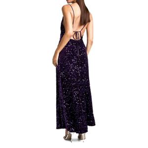 Robe de soirée élégante à bretelles spaghetti et sequins, dos nu, pour femme, idéale pour les fêtes de Noël – Grande taille – Nouvelle collection – Meilleures ventes - Product Image 2