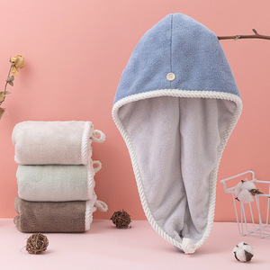 Turbante Asciugacapelli a Doppio Strato in Microfibra per Donna, Asciugamano in Velluto di Corallo per Asciugatura Rapida, Uso Domestico, Tecnica Tessuta, Vendita all'Ingrosso - Product Image 1