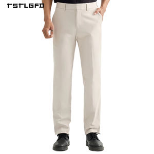 Pantalon décontracté extensible à taille mi-haute pour homme, coupe droite ample, collection Printemps-Été, idéal pour les hommes d'âge mûr - Grande Vente - Product Image 1