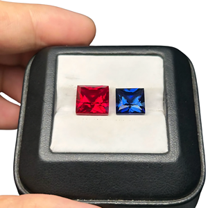 Phòng thí nghiệm phát triển <span class=keywords><strong>Ruby</strong></span> Màu xanh sapphire Vuông công chúa cắt ngọn lửa Fusion mặt đá quý tổng hợp 4mm đến 20 mm lỏng đá quý chứng nhận - Product Image 3