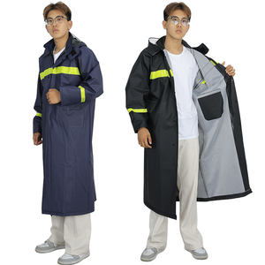 Thickened Long PVC Rain Jacket, Windproof Anti-Storm <strong>Full</strong> <strong>Length</strong> Rain <strong>Coat</strong> for Construction, Fishing and Outdoor Activities - Product Image 1