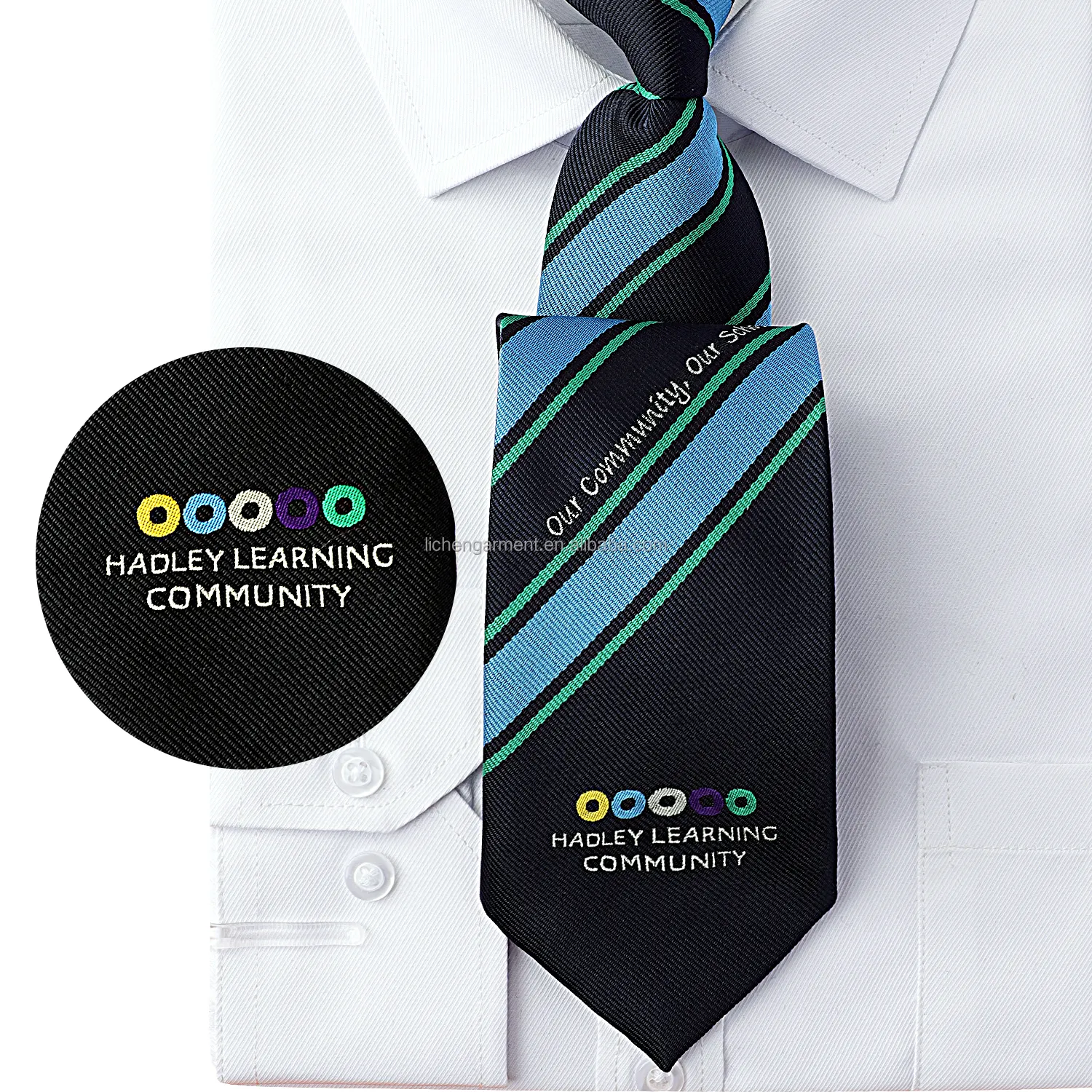 Blue Black Polyester Neckties Plain Security Knot Gravata Clip On Tie For Men