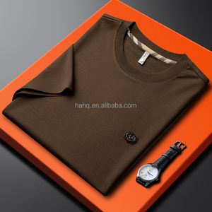Camiseta de manga corta de moda de algodón puro con cuello redondo para hombre de gama alta, ropa de hombre con icono pequeño de moda 2025 - Product Image 2