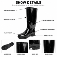 Bottes de pluie pour adultes en PVC brillant, imperméables, antidérapantes, hautes, en caoutchouc, avec logo personnalisé, couleur au choix, pour l'agriculture, la construction, les travaux en extérieur