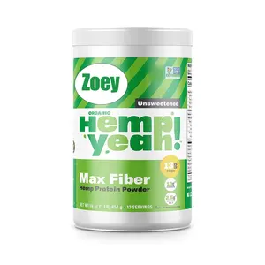 Hemp Protein Powder Organic Max with 13g Fiber&13g Protein Powder Unsweetened 2.5 g Omegas 3&6 per Serving Keto-Friendly 16 Oz