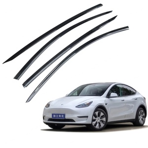 แผ่นบังลมรถยนต์สำหรับ TESLA MODEL Y / MODEL 3 สีดำ / คาร์บอนไฟเบอร์ แผ่นบังลมหน้าต่าง แผ่นบังแดดประตู ป้องกันฝน - Product Image 5