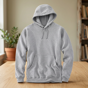 เสื้อฮู้ดดี้ผู้ชายทรงหลวม Heather Gray Spring Heavy Weight พิมพ์ลายนูน 3 มิติ ผ้าโพลีเอสเตอร์/คอตตอนผสม น้ำหนัก 300 กรัม ถักทอ พร้อมปักโลโก้ตามสั่ง - Product Image 2