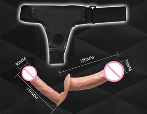 Gode à double sangle Pantalon pour pénis à double pénétration Sangle vibrante portable sur la ceinture Sex Toys pour femmes lesbiennes - Product Image 4