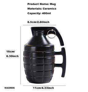 Vente en gros de tasses à café créatives personnalisées en forme de <span class=keywords><strong>grenade</strong></span>, tasse en céramique en forme de <span class=keywords><strong>grenade</strong></span> avec couvercle, logo personnalisé - Product Image 2