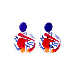 Orecchini pendenti rotondi in acrilico con design geometrico astratto, gioielli di tendenza per donna, accessori moda per feste - Product Image 3