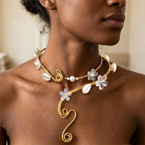 New Fashion Transparent Flower <strong>Shell</strong> Open <strong>Choker</strong> for Women Beach Style Versatile Adjustable Neck Jewelry Accessories - Product Image 1
