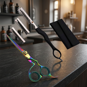 Ciseaux de coiffure professionnels pivotants à poignée longue en acier inoxydable pour droitiers de la marque ASAP pour salon de coiffure - Product Image 4