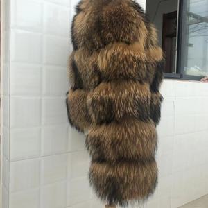 2022 abrigo de talla grande invierno cálido mujer abrigo de piel de mapache Natural chaqueta de piel de zorro Real para damas - Product Image 2