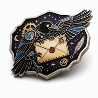 Broche personnalisée Steampunk Corbeau Émail, Épingle de revers, Badge pour costume, blazer, cadeau