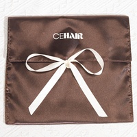 Vente en gros pochette personnalisée en satin noir avec logo imprimé recyclable enveloppe anti-poussière extension de cheveux en satin de soie sac d'emballage pour perruque