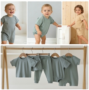 Nueva Camiseta de Algodón Orgánico de Color Sólido para Bebés, Camiseta de Verano para Niños, Venta al por Mayor - Product Image 5