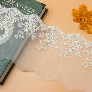 女性用ドレス用環境に優しいスノーフレーク刺繍レーストリム花柄コットン糸ホーム刺繍メッシュガーゼ - Product Image 5