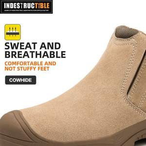 أحذية السلامة الصناعية مصنوعة من جلد البقر المسامي مع نعل مضاد للانزلاق ومقاوم للصدمات والزيوت والأحماض والقلويات، أحذية اللحام مع نعل داخلي من الفولاذ - Product Image 3