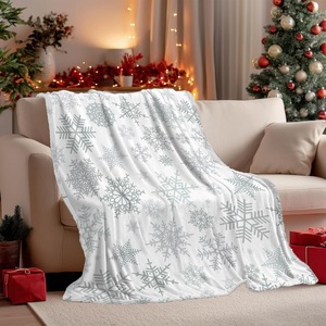 Christmas Snowflake Christmas Tree Santa Flannel <b>Blanket</b> Throw <b>Blanket</b> Nap <b>Blanket</b> Festive Winter Warm Lightweight Breathable - Product Image 3