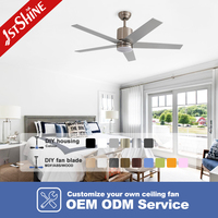 Ventilateur de plafond 1stshine 52 pouces à 5 pales, moderne, installation facile, pour salon et chambre, avec commande vocale et lumière LED