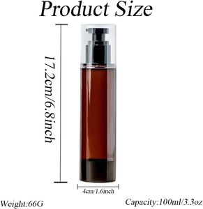 Eco Friendly Amber Empty PP Plastic Cosmetic Refillable Container Skin Care Serum Lotion 15ml 30ml 50ml 80ml 100ml Airless Pump - Product Image 2