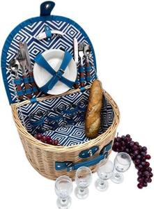 2024 Nhà Máy Thiết Kế Mới Liễu Dã Ngoại Giỏ Với Dao Kéo Một Nửa Hình Dạng Hot Bán 4-Người Màu Sắc Tươi Đề Án Wicker Chất Liệu PP - Product Image 4