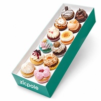 Boîte à cupcakes rectangulaire longue personnalisée en gros, de qualité alimentaire, multi-compartiments, en papier couché, biodégradable, pour boulangerie