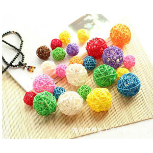 Spot transfrontalier 5cm <span class=keywords><strong>boule</strong></span> de Noël colorée décoration de la <span class=keywords><strong>maternelle</strong></span> suspension <span class=keywords><strong>boule</strong></span> en rotin - Product Image 4